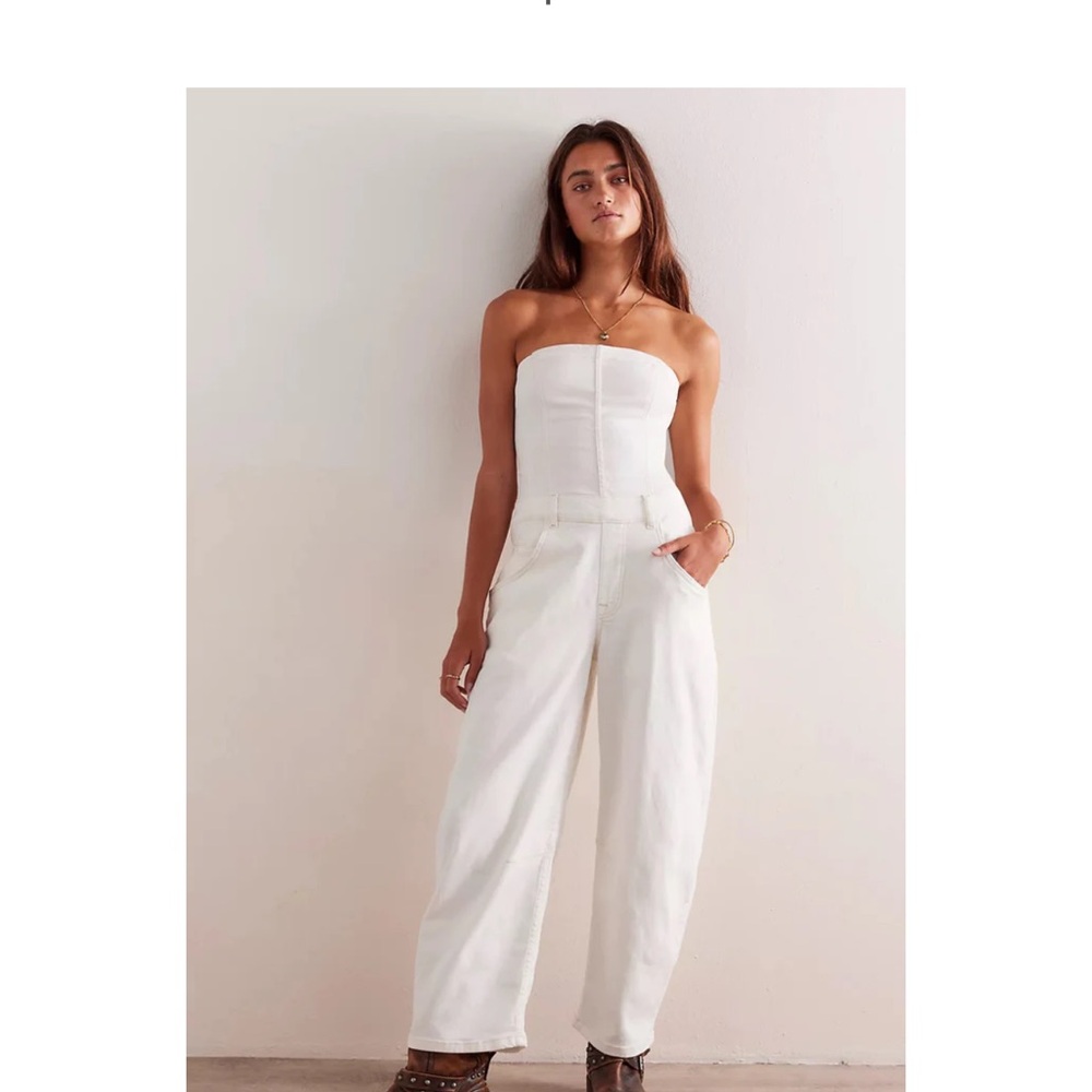 Free People White Strapless Jumpsuit
